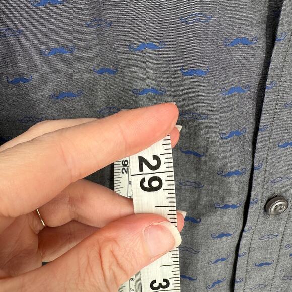 Vintage Kennington LTD Shirt Men Large Gray Mustache Print Novelty Button Estate - Picture 9 of 10